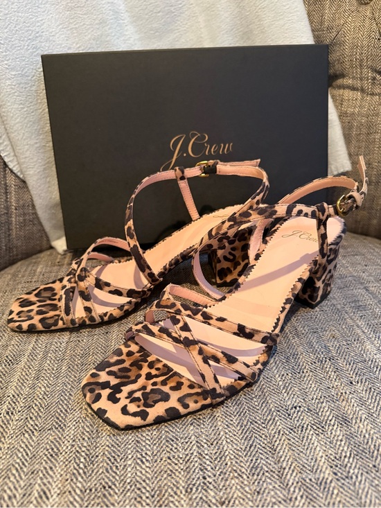 J. Crew Shoes - J. Crew Leopard Print Strappy Block Heel Sandals - size 7.5